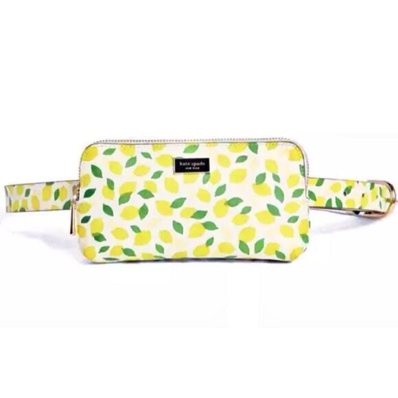 NWT KATE SPADE NEW YORK LEATHER LEMON PRINT FANNY PACK BELT BAG S/M - Picture 1 of 13